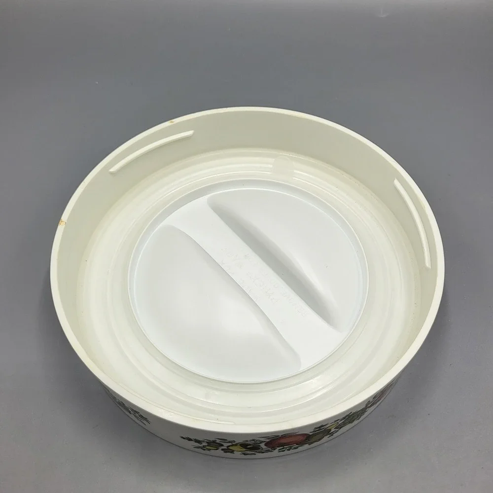 Vtg Pyrex Spice O Life Glass Storage Bowl Container with Lid Round Clear White